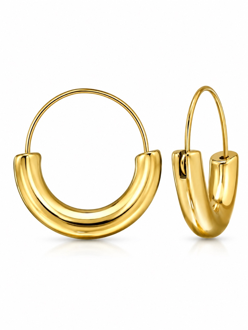 Stainless Steel Chunky Gold Tubular Hoop Earrings 20mm Waterproof